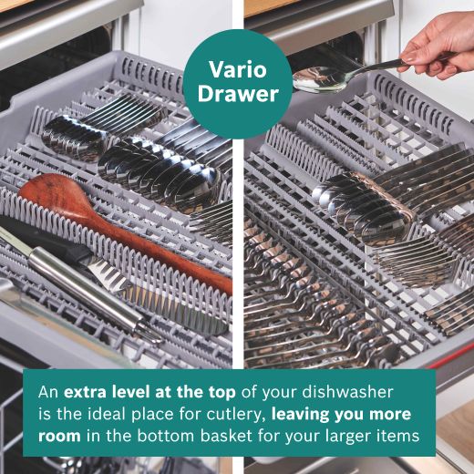 Bosch Series 6 Standard Dishwasher - Silver - Annotation - VarioFlex